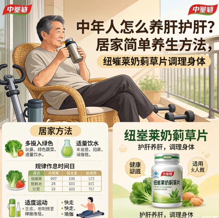 中年人怎么养肝护肝？居家简单养生方法，纽崔莱奶蓟草片调理身体
