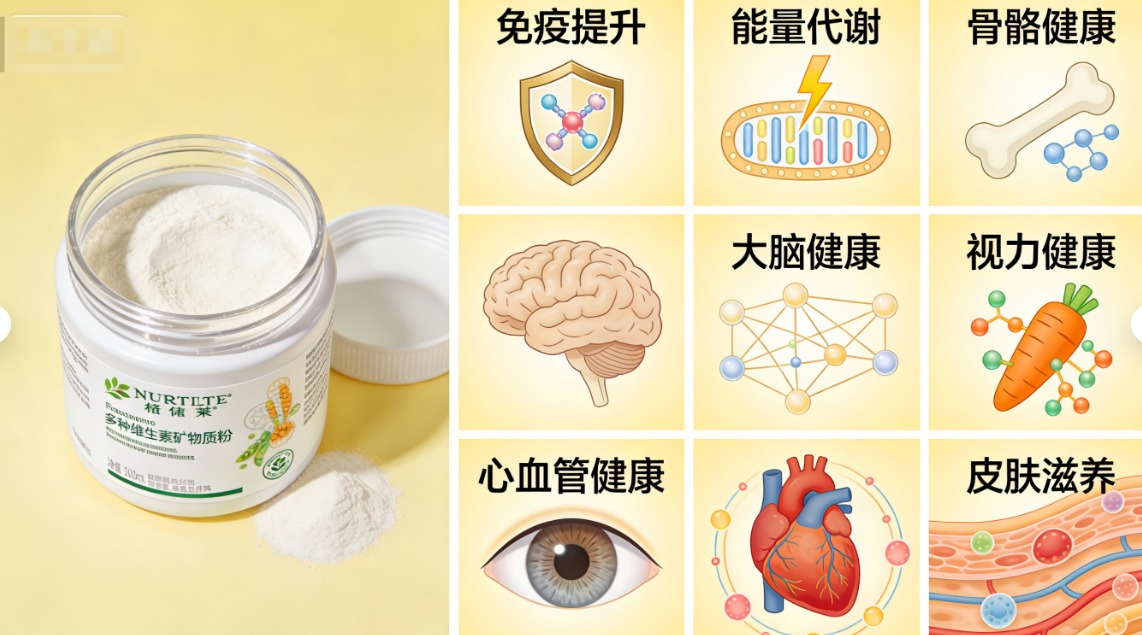 纽崔莱多种维生素矿物质粉,小金粉守护全天健康活力