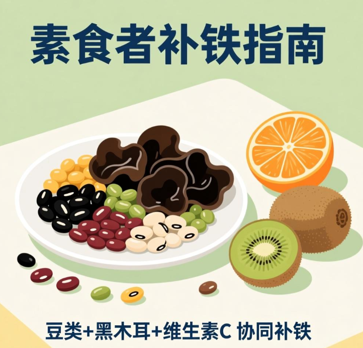 ‌素食者补铁指南：豆类黑木耳与维生素C的协同策略