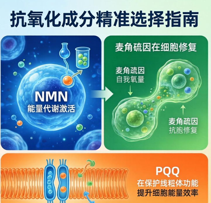 NMN、麦角硫因、PQQ……热门抗氧化成分谁才是你的精准之选？