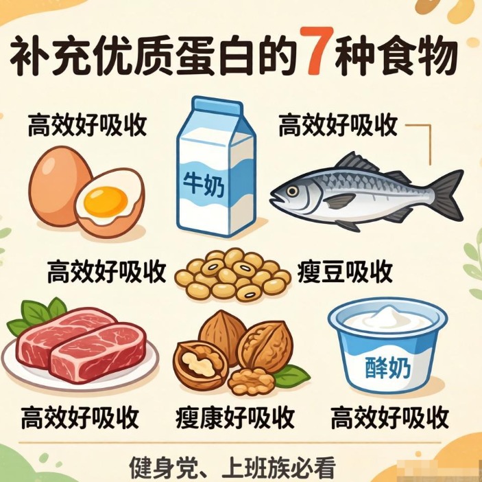 健身党、上班族必看：补充优质蛋白的7种食物，高效又好吸收