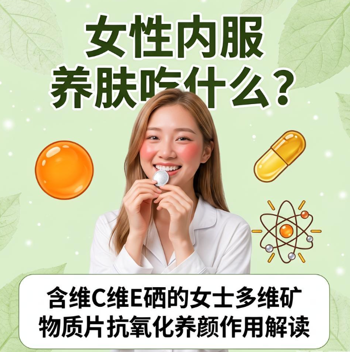 女性内服养肤吃什么？含维C维E硒的女士多维矿物质片抗氧化养颜作用解读