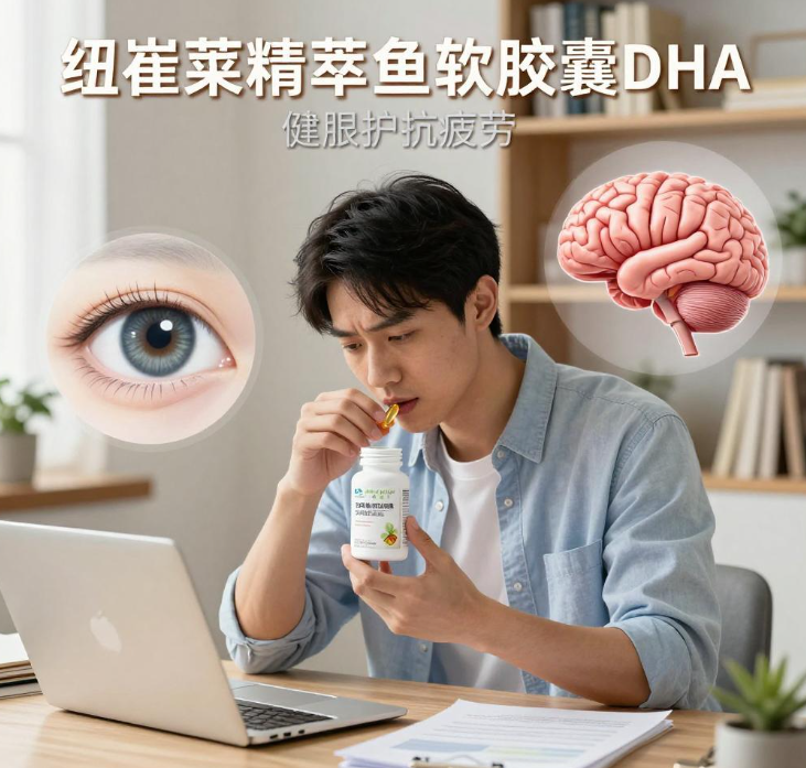 熬夜用脑多记性差吃什么？纽崔莱精萃鱼油软胶囊DHA健脑护眼抗疲劳