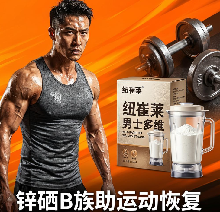 健身男士只练不吃白搭！纽崔莱男士多维打底，锌硒B族助运动恢复