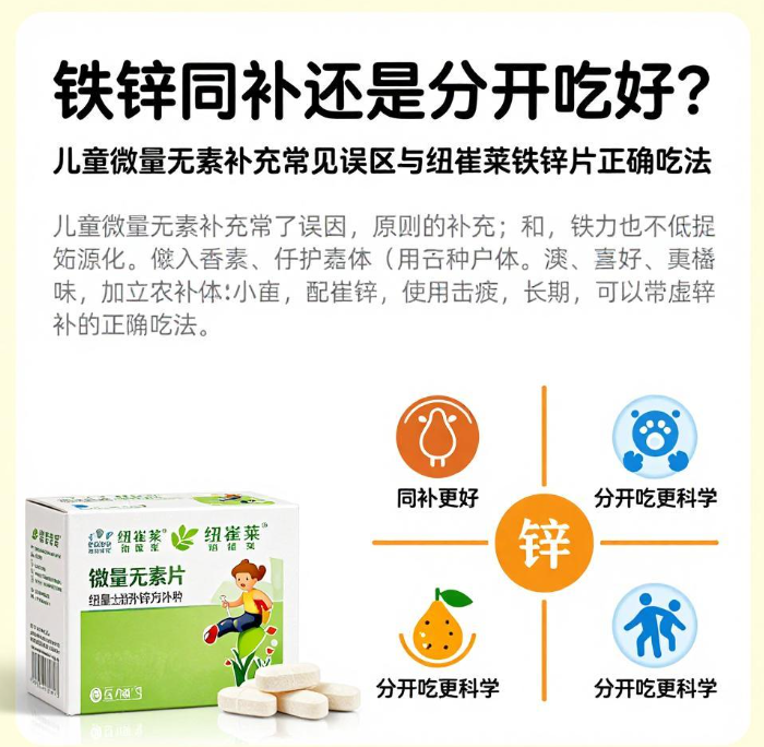 铁锌同补还是分开吃好？儿童微量元素补充常见误区与纽崔莱铁锌片正确吃法