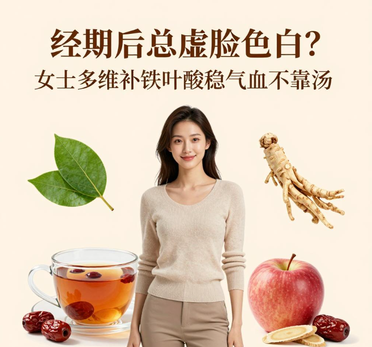 经期后总虚脸色白？女士多维补铁叶酸稳气血不靠汤