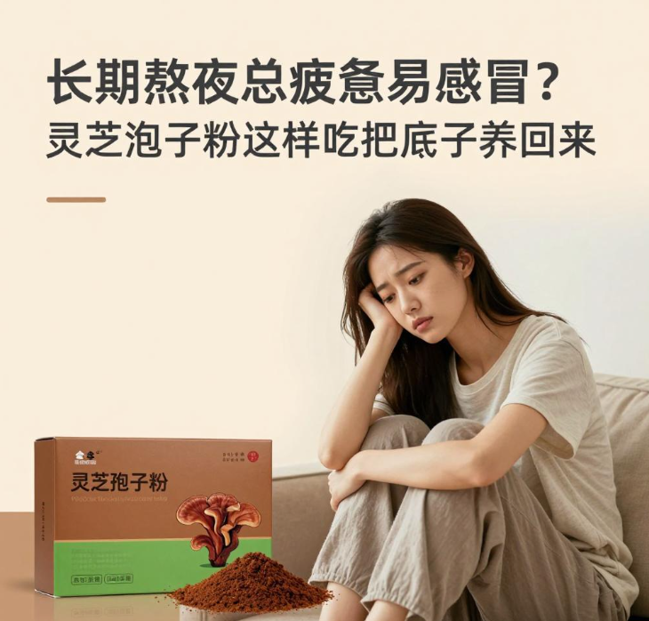 长期熬夜总疲惫易感冒？灵芝孢子粉这样吃把底子养回来