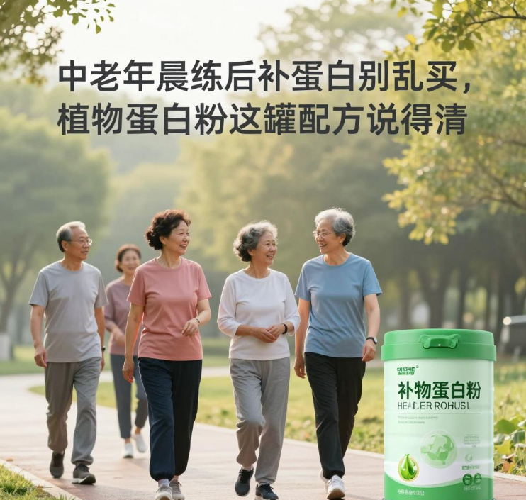 中老年晨练后补蛋白别乱买，植物蛋白粉这罐配方说得清