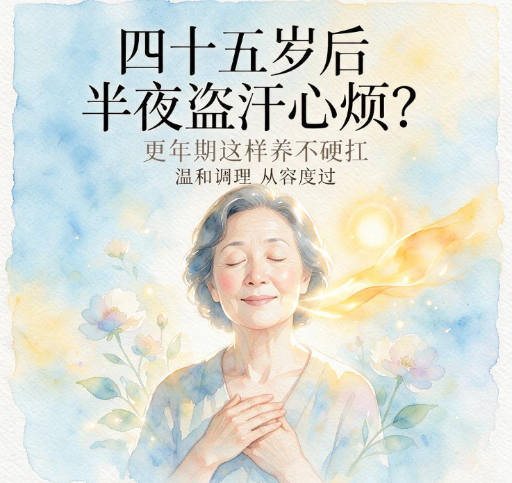 四十五岁后半夜盗汗心烦？更年期这样养不硬扛