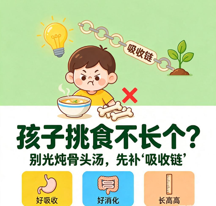 孩子挑食不长个？别光炖骨头汤，先补“吸收链”