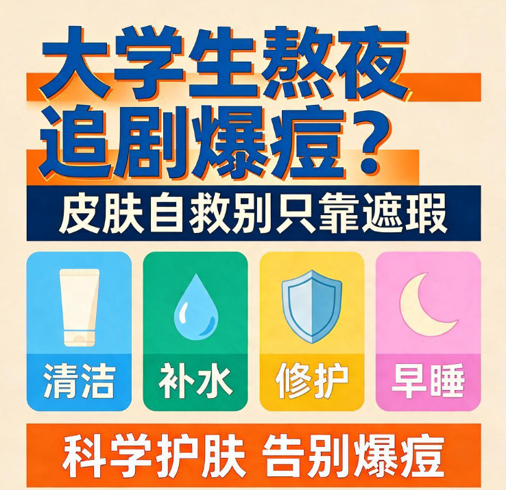 大学生熬夜追剧爆痘？皮肤自救别只靠遮瑕