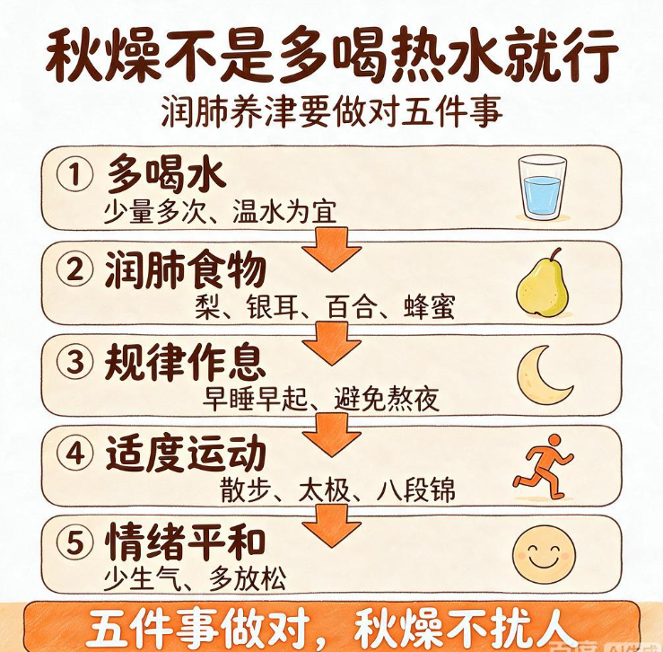 秋燥不是多喝热水就行，润肺养津要做对五件事