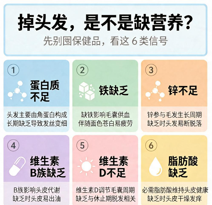 掉头发是不是缺营养？先别囤保健品，看这 6 类信号