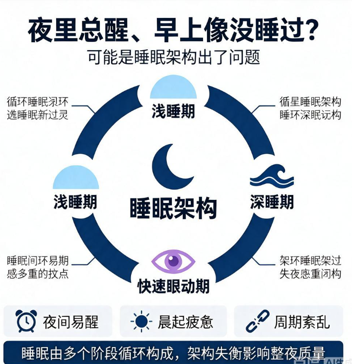 夜里总是醒、早上像没睡过，可能是“睡眠架构”出了问题