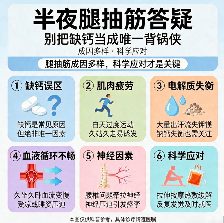 半夜腿抽筋答疑：别把缺钙当成唯一背锅侠
