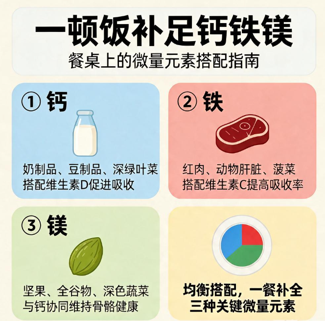 厨房矿物搭档怎么搭：钙铁镁在一顿饭里互相接住