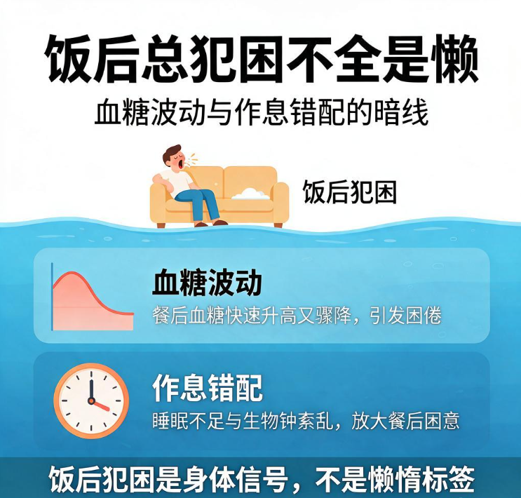 饭后总犯困不全是懒：血糖波动与作息错配的暗线