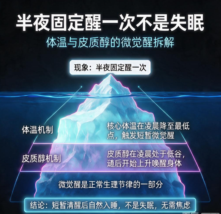 半夜固定醒一次不是失眠：体温与皮质醇的微觉醒拆解